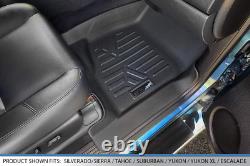 Floor Mats 2 Row Liner Set Black for 2007-2013 Silverado/Sierra 1500 Crew Cab
