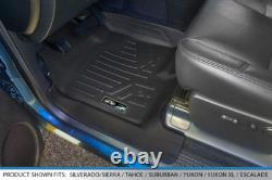 Floor Mats 2 Row Liner Set Black for 2007-2013 Silverado/Sierra 1500 Crew Cab