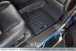 Floor Mats 2 Row Liner Set Black for 2007-2013 Silverado/Sierra 1500 Crew Cab