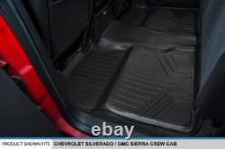 Floor Mats 2 Row Liner Set Black for 2007-2013 Silverado/Sierra 1500 Crew Cab