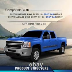Floor Mats Compatible with 2007-2013 Silverado/Sierra 1500 Crew Cab, Fit 2007