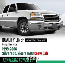 Floor Mats Fit For 1999-2006 Chevy Silverado/GMC Sierra Crew Cab TPE Liners