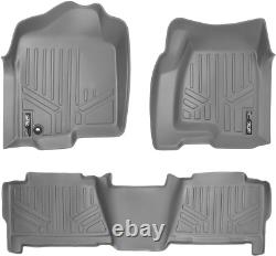 Floor Mats Liner Set Grey for 99-07 Silverado/Sierra 1500/2500/3500 Crew Cab / 2