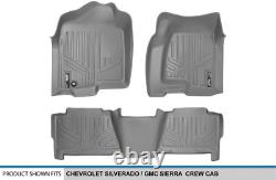 Floor Mats Liner Set Grey for 99-07 Silverado/Sierra 1500/2500/3500 Crew Cab / 2