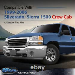 Floor Mats TPE Liners Fit For 1999-2007 Chevy Silverado/GMC Sierra Crew Cab