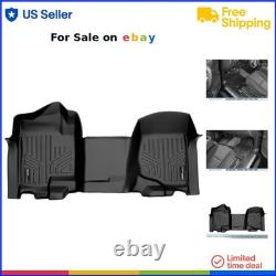 Floor Mats Vinyl 1st Row Set Black Compatible with Silverado Sierra Crew