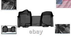 Floor Mats Vinyl 1st Row Set Black Compatible with Silverado Sierra Crew
