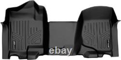 Floor Mats Vinyl 1st Row Set Black Compatible with Silverado Sierra Crew