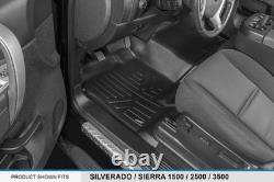 Floor Mats Vinyl 1st Row Set Black Compatible with Silverado Sierra Crew