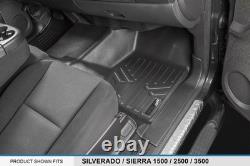 Floor Mats Vinyl 1st Row Set Black Compatible with Silverado Sierra Crew