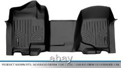 Floor Mats Vinyl 1st Row Set Black Compatible with Silverado Sierra Crew