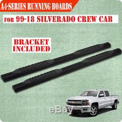 For 01-18 Chevy Silverado Crew Cab 4 Running Boards Side Step Nerf Bar Black A