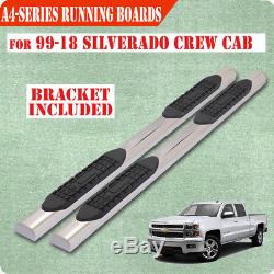 For 01-18 Chevy Silverado Crew Cab 4 Running Boards Side Step Stainless Steel A