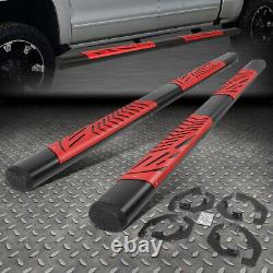 For 07-19 Silverado Sierra Crew Cab 5 Oval Red Cutout Step Bar Running Boards