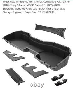 For 15-19 Silverado Sierra Crew Cab Rear Underseat Storage Box Cargo Organizer