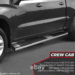 For 19-24 Silverado Sierra 1500 2500/3500HD Crew Cab Side Step Bar Running Board