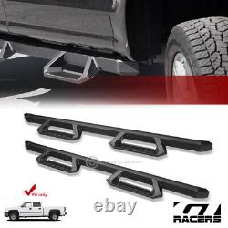 For 2001-2014 Chevy Silverado/Sierra Crew Matte Blk Aluminum Hoop Drop Step Bars