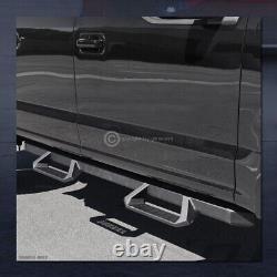 For 2001-2014 Chevy Silverado/Sierra Crew Matte Blk Aluminum Hoop Drop Step Bars