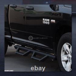 For 2007-2018 Silverado/Sierra Crew Cab Matte Blk Hoop Drop Step Side Bars Board