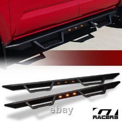 For 2007-2018 Silverado/Sierra Crew Matte Black Modular LED Drop Step Nerf Bars