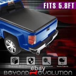 For 2014-2018 Silverado Sierra 1500 Crew Cab 5'8 Bed 4 Fold Soft Tonneau Cover