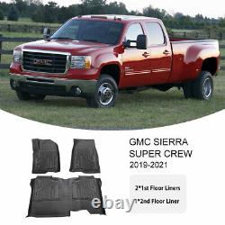 For 2019-2021 Chevy Silverado / GMC Sierra 1500 Crew Cab 2 Row Floor Mats Liner