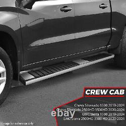 For 2019-2024 Silverado/Sierra Crew Cab 6.75 Flat Side Step Bar Running Boards