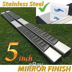 For 99-18 Chevy Silverado Crew Cab 5 Running Boards Side Step Stainless Steel H
