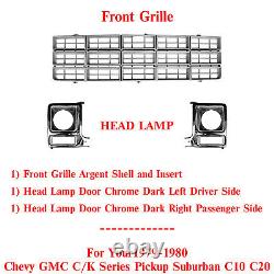 Front Grille Headlight lamp Bezel Chrome For 79-80 Chevy GMC C/K Series C10 C20