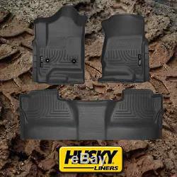 Husky Liners 2014-2018 Chevy Silverado Crew Cab Floor Mats Black Weatherbeater