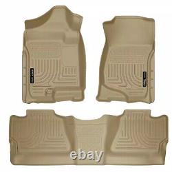 Husky Weatherbeater 1st/2nd Row Tan Floor Liners for Silverado Sierra 1500 Crew