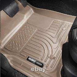 Husky Weatherbeater 1st/2nd Row Tan Floor Liners for Silverado Sierra 1500 Crew