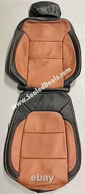 Katzkin Chevy Silverado GMC Sierra Crew Cab Leather Seat Covers Black & Mahogany