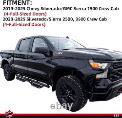 LAX 6.3 Running Boards for 2019-2025 Silverado/Sierra Crew Cab, Black Steel