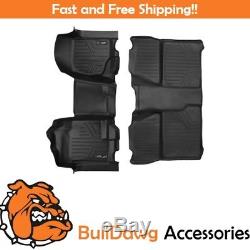 MAXFLOORMAT Floor Mats for Silverado/Sierra 1500/2500/3500 Crew Cab (Black)