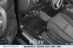 MAXFLOORMAT Floor Mats for Silverado/Sierra 1500/2500/3500 Crew Cab (Black)