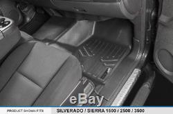MAXFLOORMAT Floor Mats for Silverado/Sierra 1500/2500/3500 Crew Cab (Black)