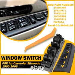 Master Power Window Switch & Bezel for 03-07 Silverado Sierra Crew Cab Driver