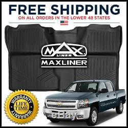 MaxLiner 2007-2013 Silverado/Sierra Crew Cab Rear Row Floor Mat Liner BLACK