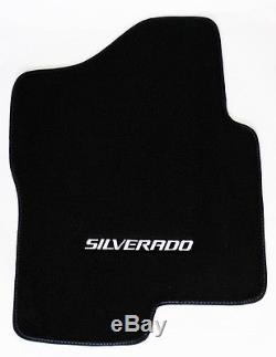 NEW BLACK Floor Mats 2007-2013 Chevy Silverado Embroidered Logo Crew Cab 3pc Set