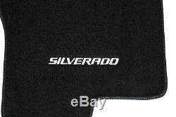 NEW BLACK Floor Mats 2007-2013 Chevy Silverado Embroidered Logo Crew Cab 3pc Set