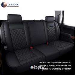 PU Leather Car Seat Cover For 07-22 Silverado Sierra 1500 2500HD 3500HD Crew Cab