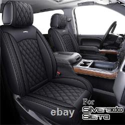 PU Leather Car Seat Cover For 07-22 Silverado Sierra 1500 2500HD 3500HD Crew Cab