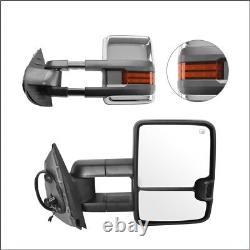 Power Heated Chrome Signal Tow Towing Mirror Pair Set For 07-13 Silverado Sierra