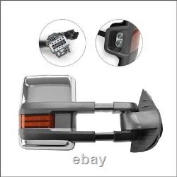 Power Heated Chrome Signal Tow Towing Mirror Pair Set For 07-13 Silverado Sierra
