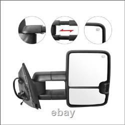 Power Heated Chrome Signal Tow Towing Mirror Pair Set For 07-13 Silverado Sierra