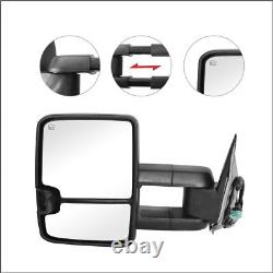 Power Heated Smoke Signal Tow Towing Mirror Pair Set For 07-13 Silverado Sierra