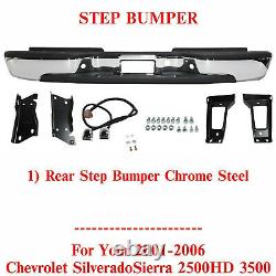 Rear Step Bumper Chrome Steel for 1999-2007 Chevy Silverado Sierra 2500HD 3500