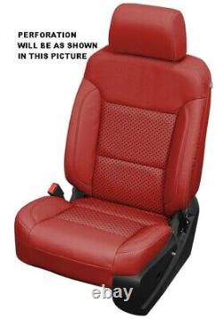 Red Leather Seat Covers for Chevy Silverado & GMC Sierra Crew & Double Cab LT WT