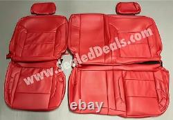 Red Leather Seat Covers for Chevy Silverado & GMC Sierra Crew & Double Cab LT WT